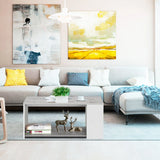 Coffee Table Sofa Side Table with Storage Shelves-Gray