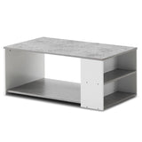 Coffee Table Sofa Side Table with Storage Shelves-Gray