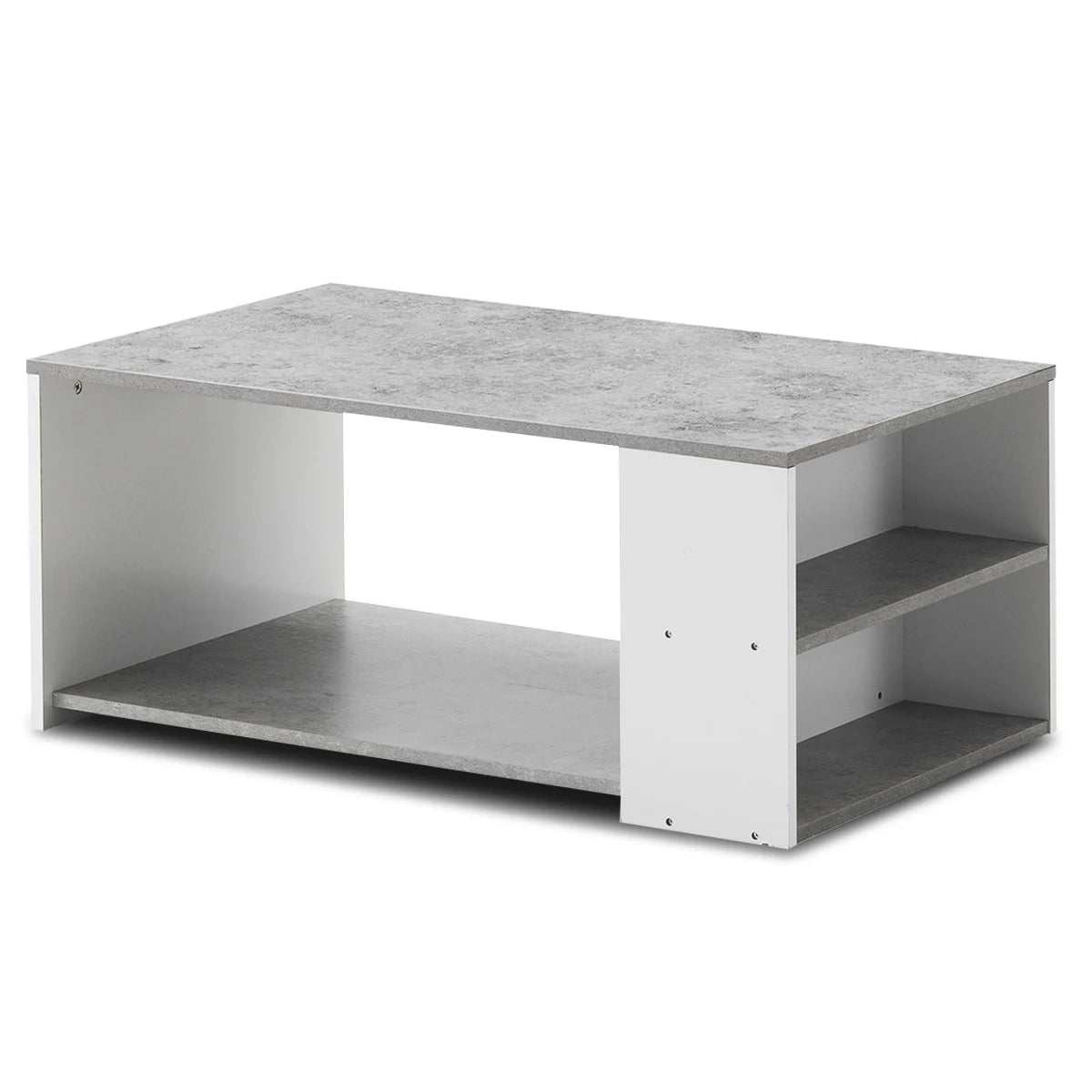 Coffee Table Sofa Side Table with Storage Shelves-Gray