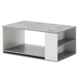 Coffee Table Sofa Side Table with Storage Shelves-Gray