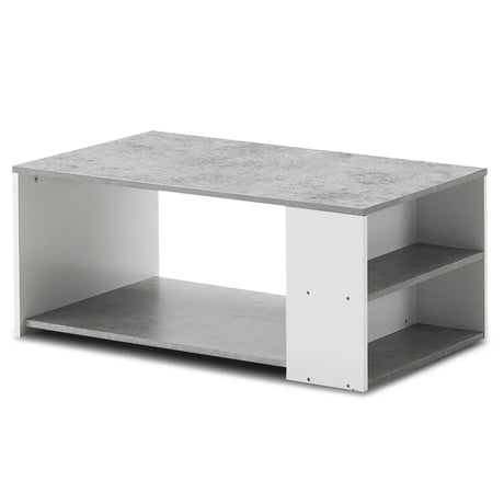 Coffee Table Sofa Side Table with Storage Shelves-Gray