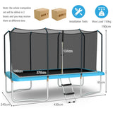 8 FT x 14 FT Rectangular Trampoline with Enclosure Net-Blue