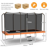 8 FT x 14 FT Rectangular Trampoline with Enclosure Net-Orange
