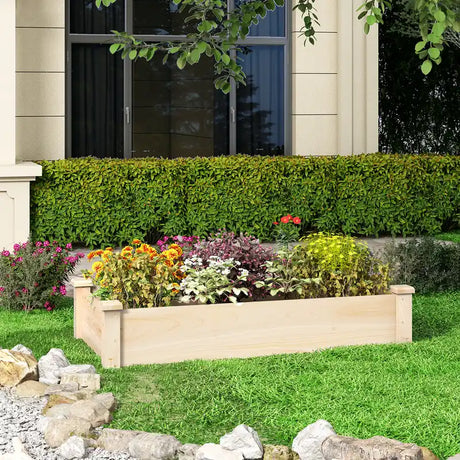 Raised Garden Bed Fir Wood Wooden Square Wood Planter Box for Garden