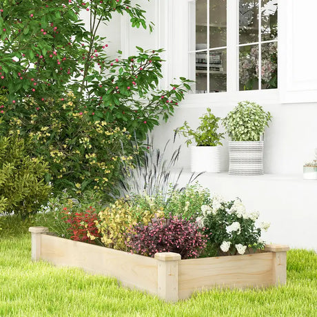 Raised Garden Bed Fir Wood Wooden Square Wood Planter Box for Garden