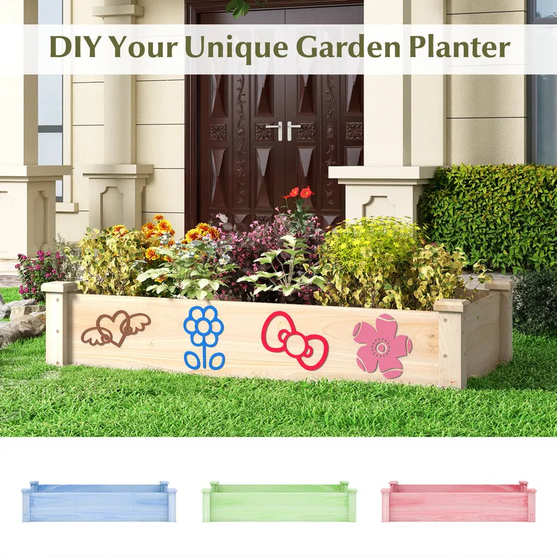 Raised Garden Bed Fir Wood Wooden Square Wood Planter Box for Garden