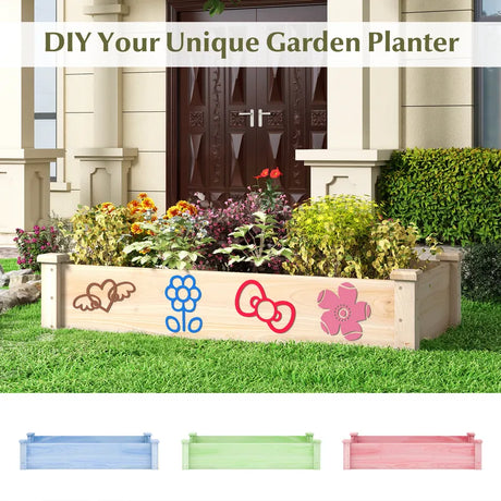 Raised Garden Bed Fir Wood Wooden Square Wood Planter Box for Garden