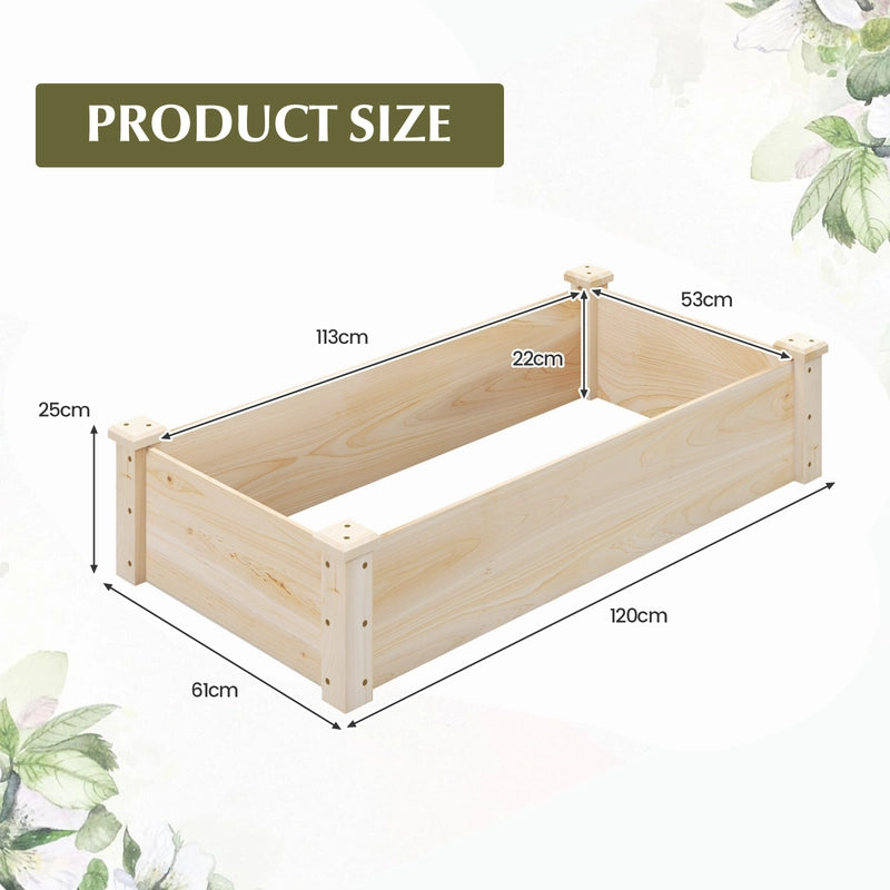 Raised Garden Bed Fir Wood Wooden Square Wood Planter Box for Garden