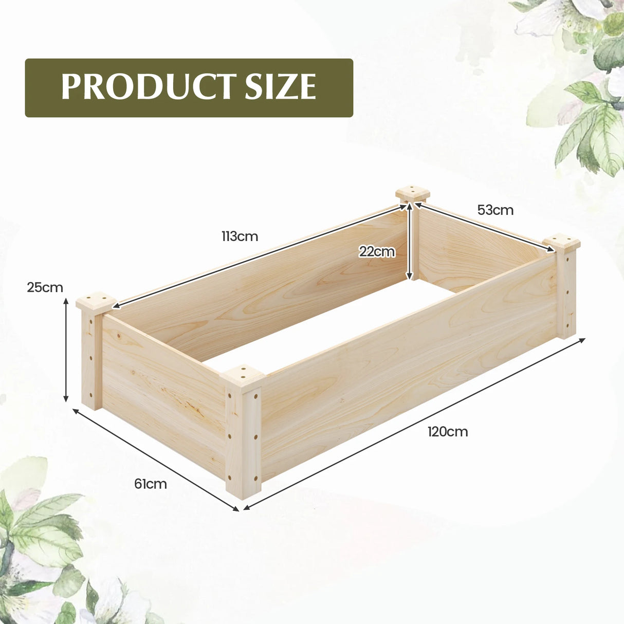 Raised Garden Bed Fir Wood Wooden Square Wood Planter Box for Garden