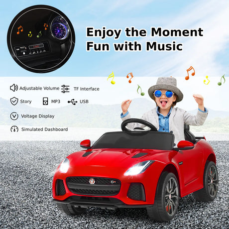 12V Jaguar F-Type SVR Kids Ride On Car with Remote control-Red