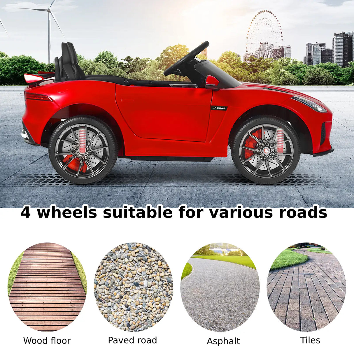 12V Jaguar F-Type SVR Kids Ride On Car with Remote control-Red