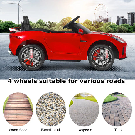 12V Jaguar F-Type SVR Kids Ride On Car with Remote control-Red