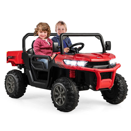 12V Electric Kids Ride-On 2-Seater Dump Truck-Red