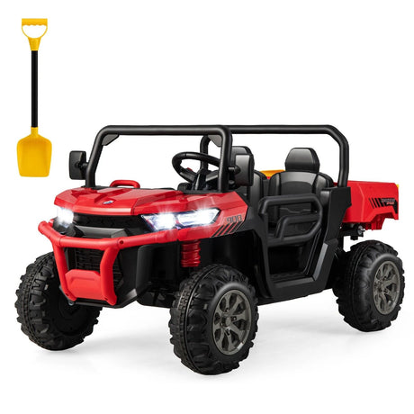 12V Electric Kids Ride-On 2-Seater Dump Truck-Red