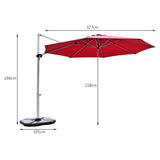 11 Feet Patio Offset Cantilever Umbrella 360 Rotation Aluminum Tilt-Red