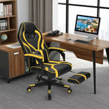 Ergonomic Swivel Gaming Chair with Retractable Footrest and Lumbar Support-Yellow