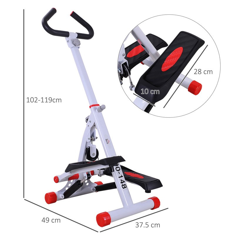 HOMCOM Stepper w/ Handle Hand Grip Workout Fitness Machine For Fitness Aerobic Exercise Home Gym Red