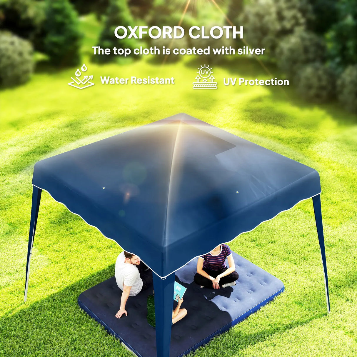 Outsunny 3 M x 3 M Base/ 2.5 M x 2.5 M Top Pop Up Gazebo, 2 Person Setup Instant with Carry Bag, Height Adjustable Slant Leg Party Tent Instant Event Shelter for Garden, Patio