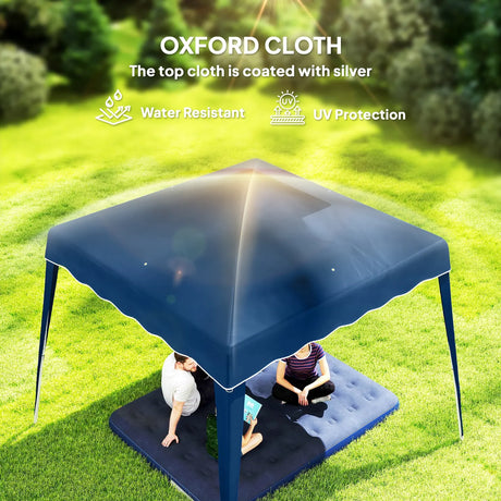 Outsunny 3 M x 3 M Base/ 2.5 M x 2.5 M Top Pop Up Gazebo, 2 Person Setup Instant with Carry Bag, Height Adjustable Slant Leg Party Tent Instant Event Shelter for Garden, Patio