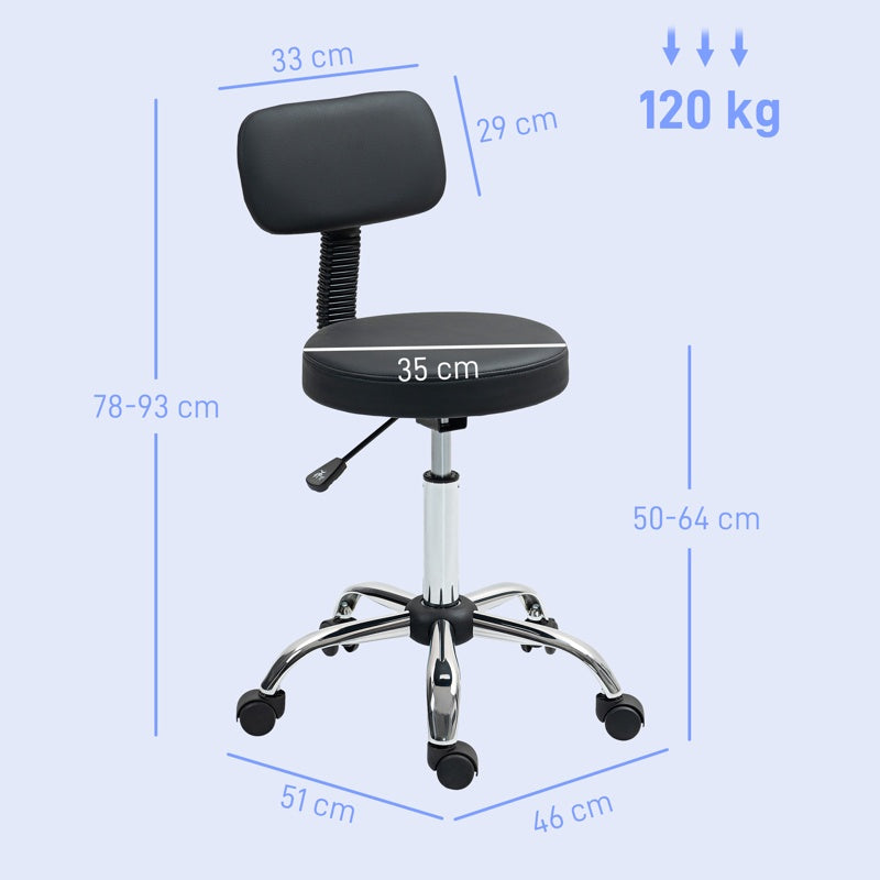 HOMCOM 360° Swivel Seat Salon Stool - Black