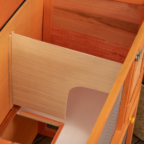 PawHut Rabbit Hutch Outdoor Guinea Pig Hutch Wooden Pet Cage Run 2-Tier with Opening Top, 90 x 45 x 80cm