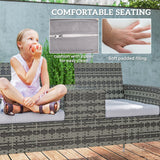 Outsunny Two-Seat Rattan Chair, with Middle Table - Charcoal Grey