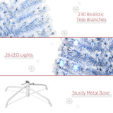 HOMCOM 6FT Artificial Fibre Optic Christmas Tree Seasonal Decoration w/ LED Lights Pre-Lit Easy Store White Blue