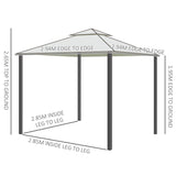 Outsunny 3 x 3 m Metal Gazebo, Garden Pavillion, Double Roof Outdoor Canopy Shelter with Mesh Sidewalls, Cream White