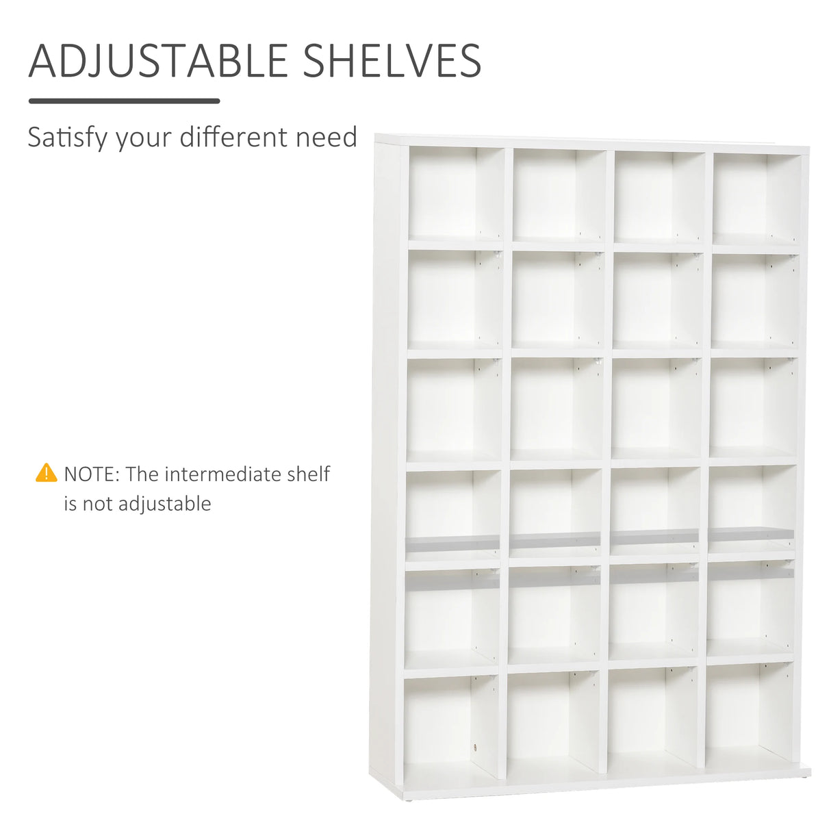 HOMCOM CD Storage Unit with Adjustable Shelves, 89 x 130.5 cm, White