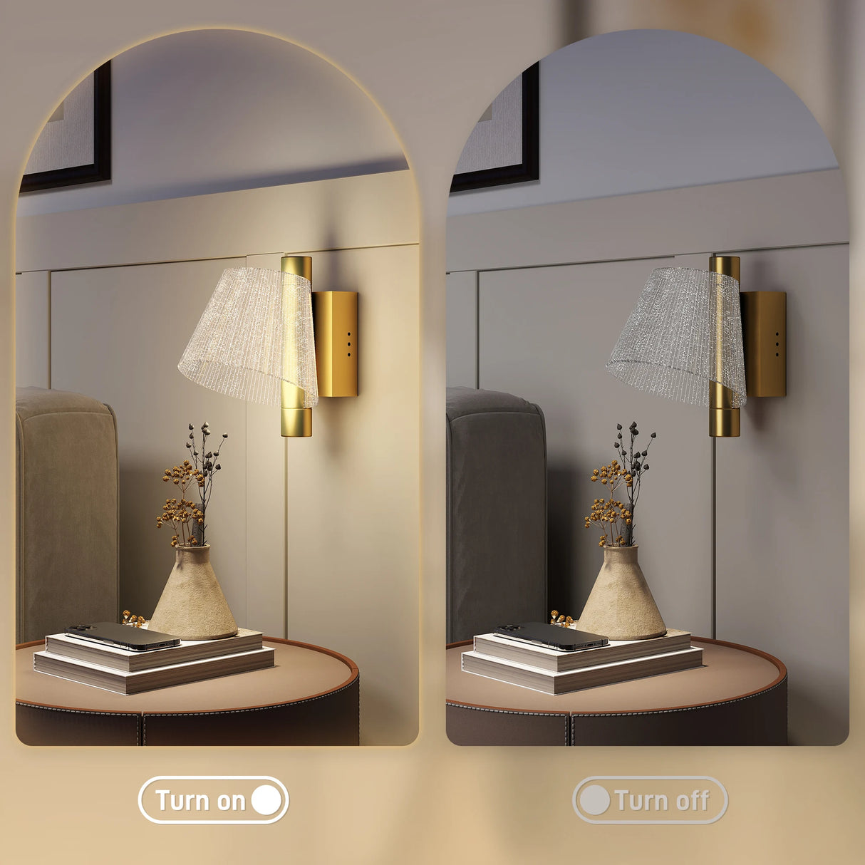 HOMCOM Led Wall Lamp 2 Pack, 5W Modern Indoor Starry Wall Light, Colour Temperature Adjustable 3000K/4000K/6500K, for Bedroom, Living Room, Hallway, Stairs, Gold Tone