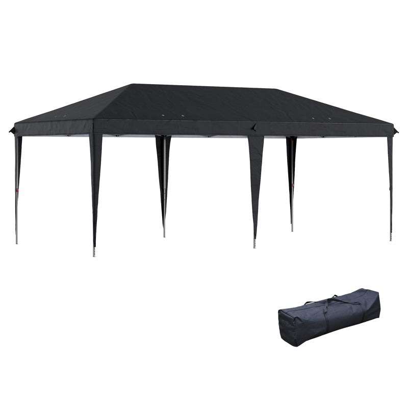 Outsunny 3 x 6 m Pop Up Gazebo, Foldable Canopy Tent, Height Adjustable Wedding Awning Canopy w/ Carrying Bag, Black