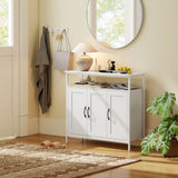 HOMCOM Industrial Kitchen Sideboard with Open Shelf, 2 Cabinets, Adjustable Shelves for Living Room, Dining Room, White