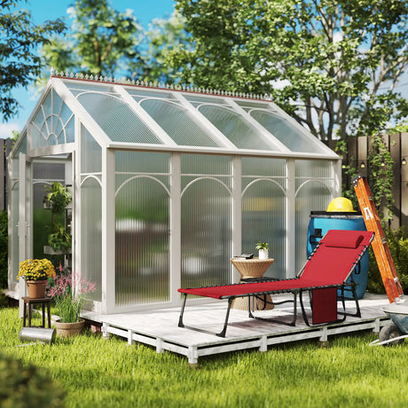 Outsunny Five-Position Reclining Sun Lounger - Red