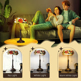 HOMCOM Tiffany-Style Rose and Butterfly Table Lamp - Multi