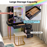 RGB LED Vanity Set with Mirror and Lights-Black