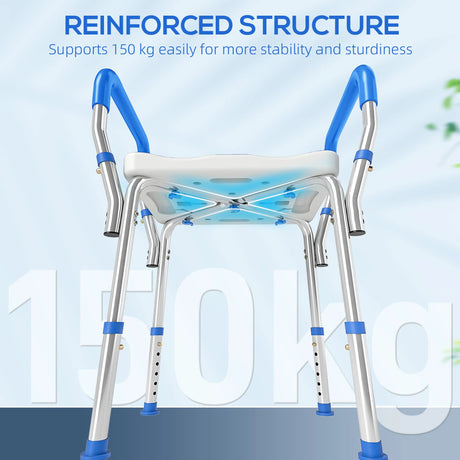 HOMCOM 57-69cm Aluminium Frame Bath Seat
