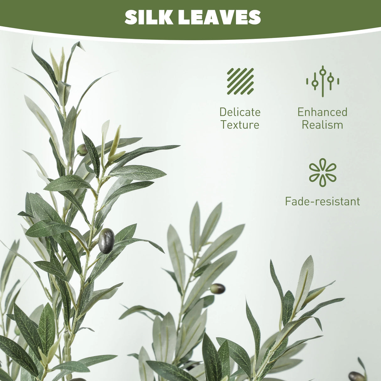 HOMCOM Set of Two Silk Leaf Artificial Olive Trees
