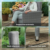 Outsunny 105-150 Reclining Rattan Chair - Light Grey