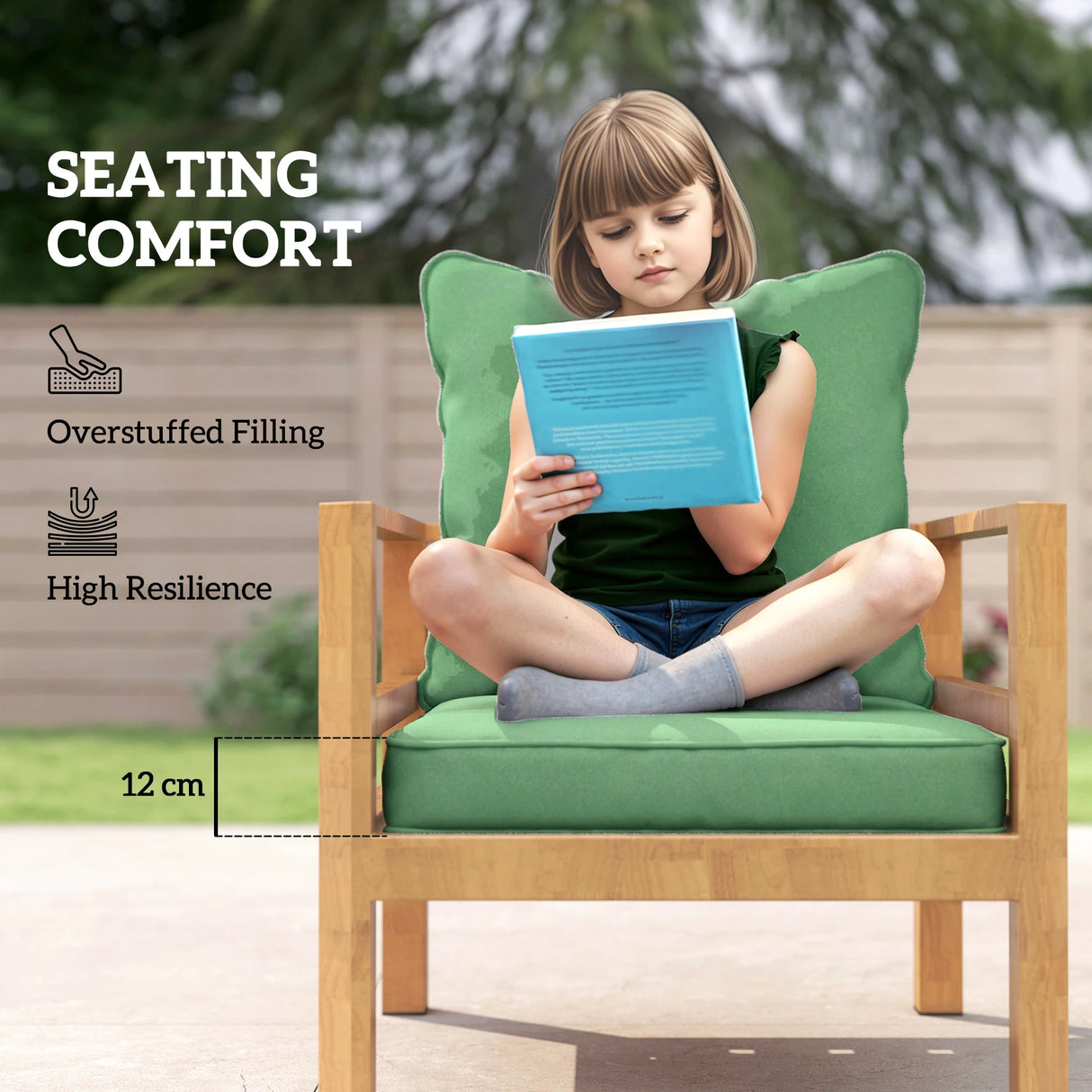 Outsunny Seat and Back Padded Cushion Set, CUSHION ONLY - Green