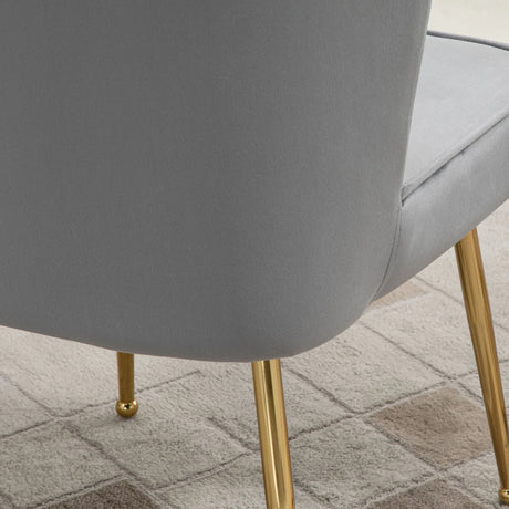 HOMCOM Velvet-Feel Shell Accent Chair - Grey