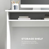 Vinsetto Home Office Chair and Computer Desk Set, Mesh Chair with Swivel Wheels, Study Desk with Storage Shelf, High Gloss White and Grey