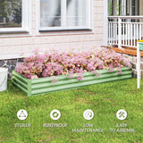 Outsunny Metal Raised Garden Bed Planter Box Outdoor Planters for Growing Flowers, Herbs, Green, Light Green