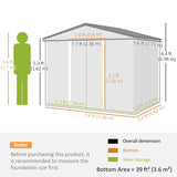 Outsunny 8 x 6ft Galvanised Steel Shed, with Double Door - Brown
