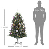 HOMCOM 5ft Artificial Christmas Tree, with Purple Decorations and Lights