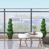 HOMCOM Set of 2 Artificial Plants, Topiary Spiral Boxwood Trees with Pot, for Home Indoor Outdoor Decor, 90cm