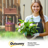 Outsunny Wood Wishing Well for Outside with Hanging Bucket, Wishing Well Planter with Drain Hole for Garden Patio, Carbonized