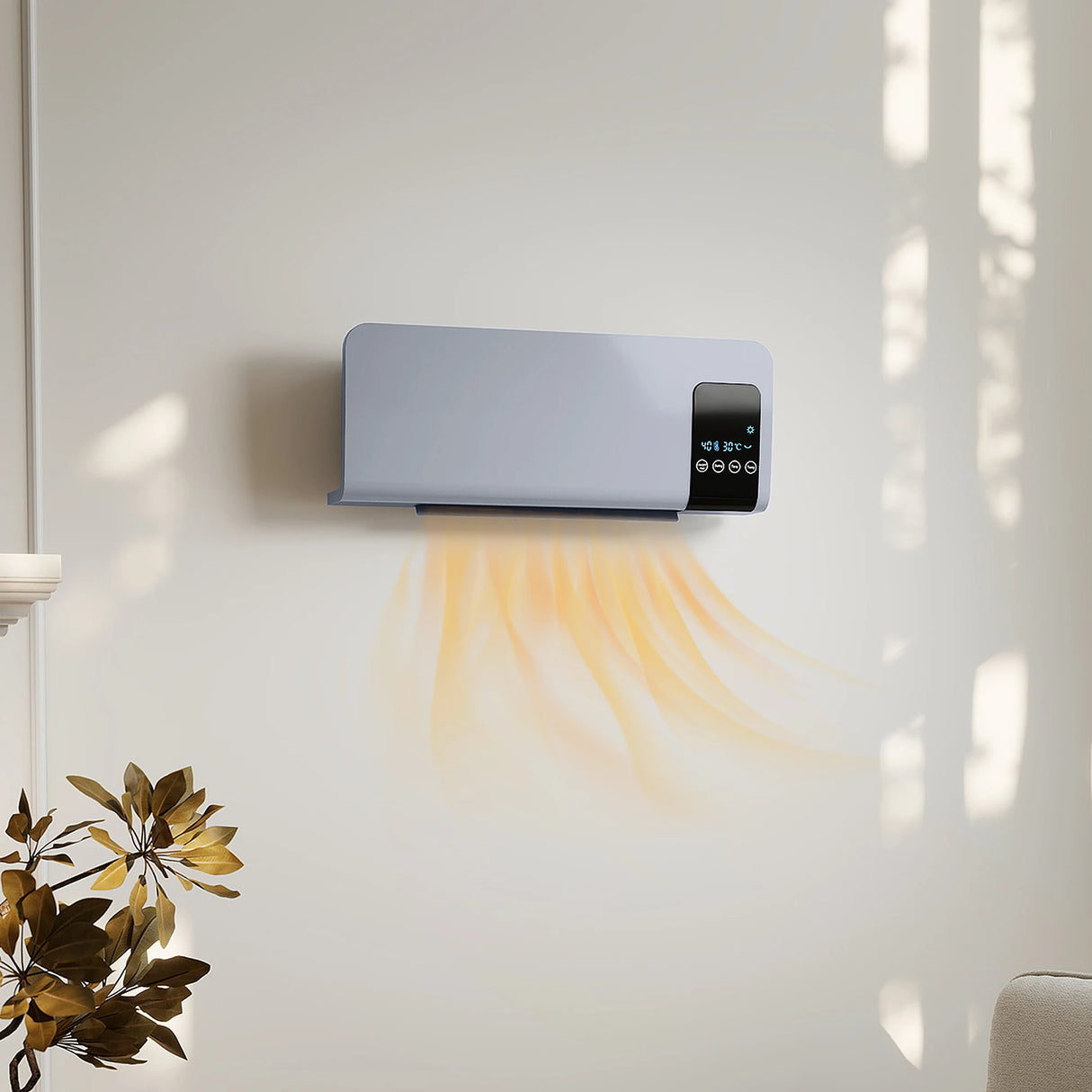 HOMCOM 2000W Wall Mounted Heater, 18-45C Temperature, Grey