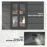 Outsunny 6'x4.5' Garden Storage Shed, Lockable Garden Shed with Double Doors, Window, Vent and Plastic Roof, Dark Grey
