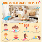 AIYAPLAY Wooden Balance Board for Kids, Wobble Board with Silent Felt for Sensory Play, Blue