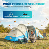 Outsunny Inflatable Tent 2 Bedroom 3000mm Waterproof Windproof Air Tent with Carry Bag for 4 Person